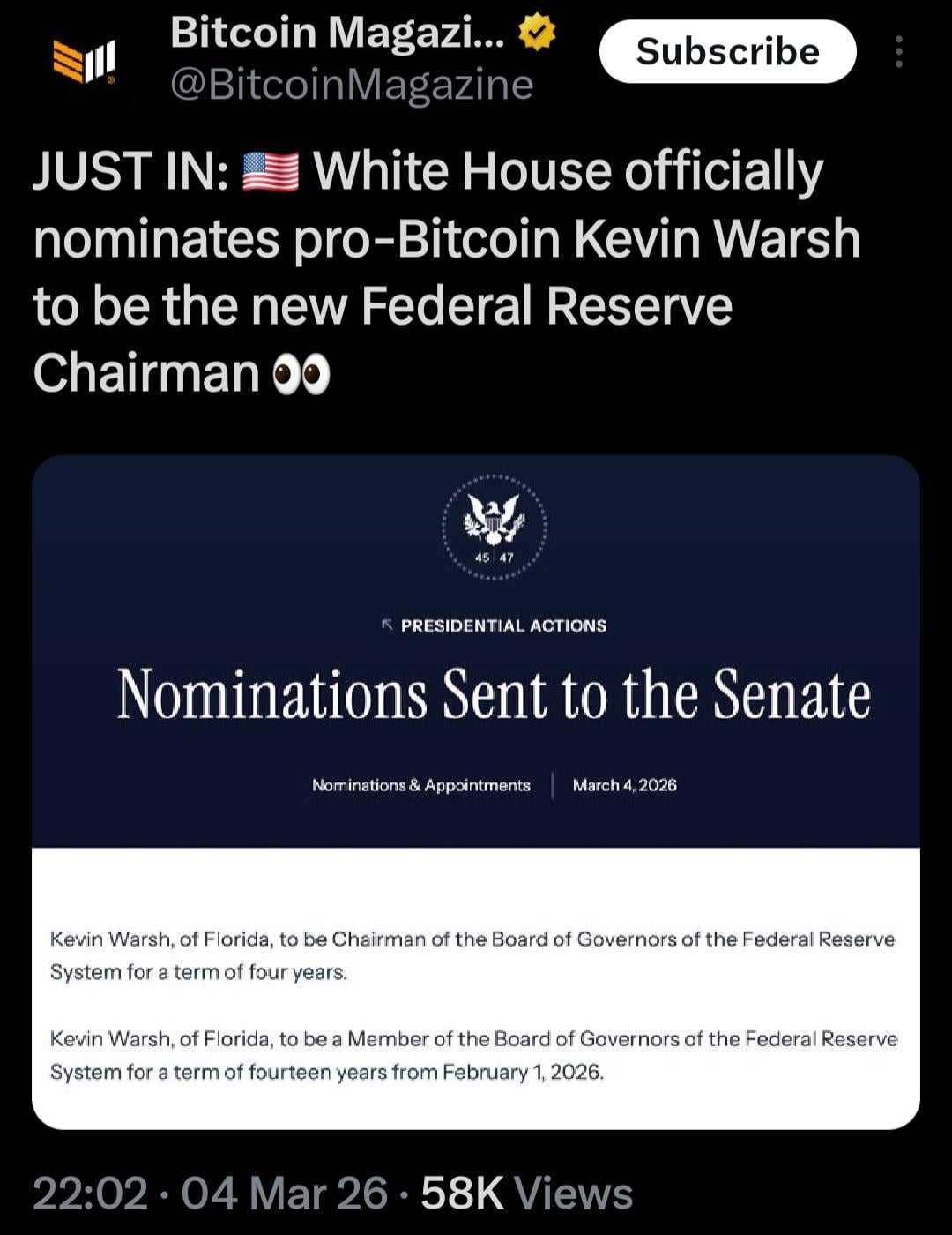 That 'Pro-Crypto' Fed Chair? Reddit Says It's a Trap