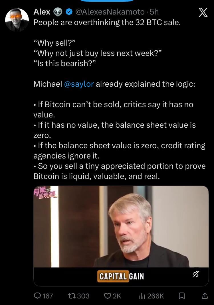 Michael Saylor Sold 32 Bitcoin and Reddit Thinks It's a Joke