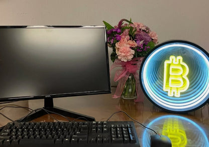 Bitcoin 3D Infinity LED Neon Sign Bitcoin Tunnel Lamp